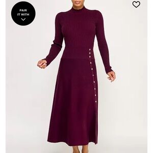 Invitee | Mini Buttons A-Line Midi Sweater Dress